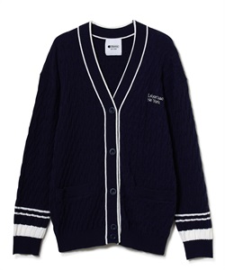 ライン入りニットカーディガン