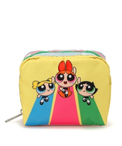 【The Powerpuff Girls×LeSportsac】SQUARE COSMETIC(パワーパフ ガールズイエロー/ミントスクエアコスメティック-フリー)