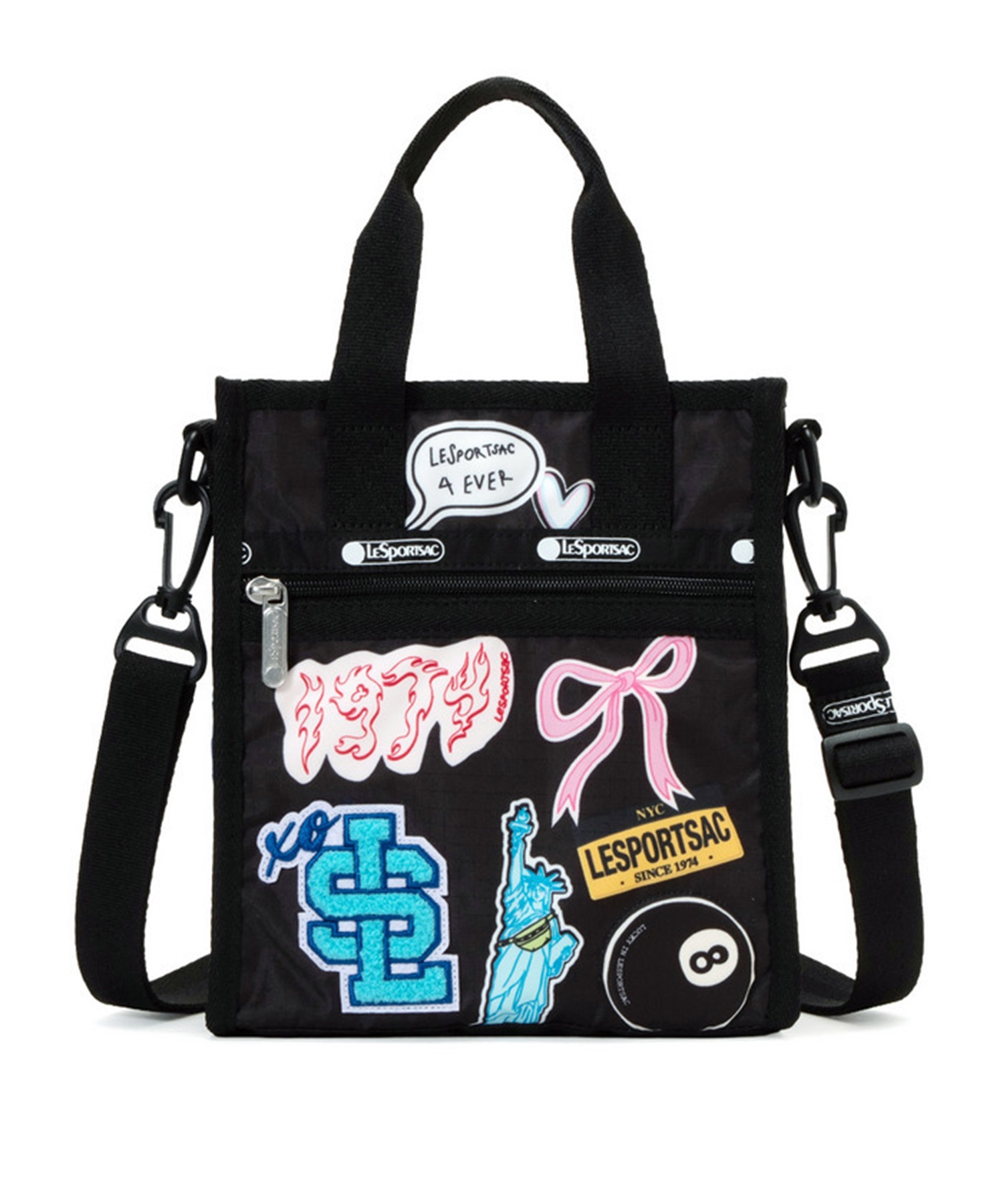 PW MINI N/S TOTE(パッチワークブラックミニN/Sトート-フリー)