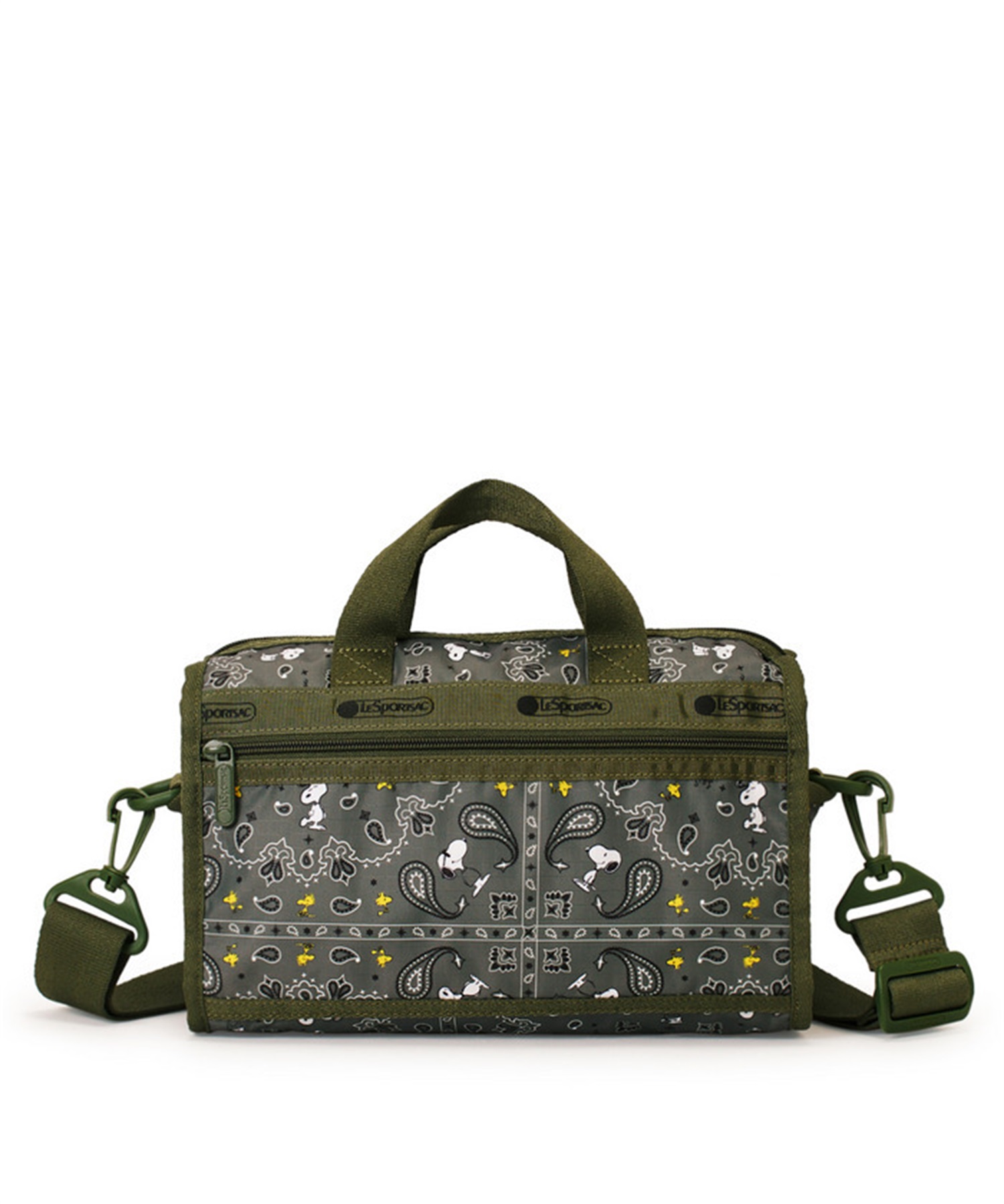 【LeSportsac×PEANUTS】MINI DUFFEL CROSSBODY(ピーナッツ バンダナパーティー グリーン-フリー)