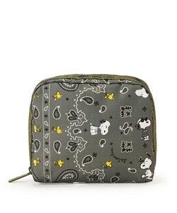 【LeSportsac×PEANUTS】SQUARE COSMETIC(ピーナッツ バンダナパーティー グリーン-フリー)