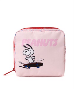 【LeSportsac×PEANUTS】MED SQUARE COSMETIC(スヌーピー スケートボードコスメティック-フリー)