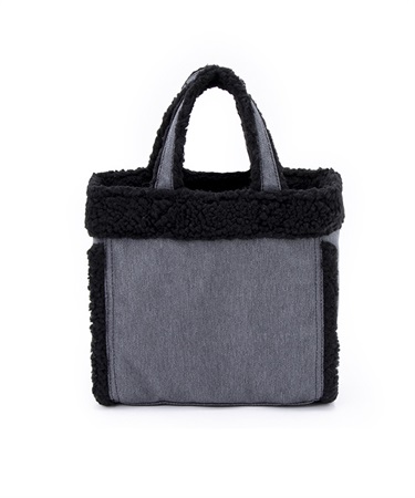 SMALL TWO WAY DENIM TOTE(ブラックデニム/ブラックシェルパ-フリー)