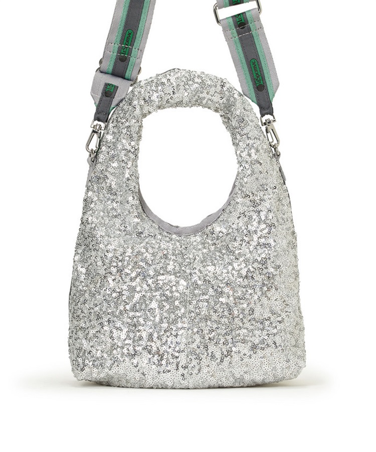 LeSportsacプラチナム 全面スパンコール 小型バッグ シルバー銀 LeSportsac Atelier】SM MARCHE BAG｜ショルダーバッグ/斜め掛け