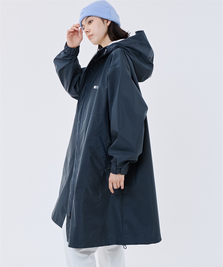 ネイビー フード付き ロングブルゾン リップストップナイロンロングブルゾン｜アウター｜ウェア