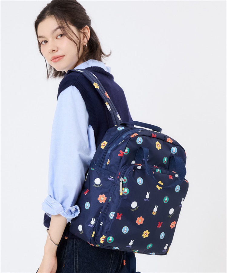 極美品 LESPORTSAC × ミッフィー リュック バックパック ネイビー LeSportsac×Miffy】MEDIUM E/W BACKPACK｜リュック/バックパック