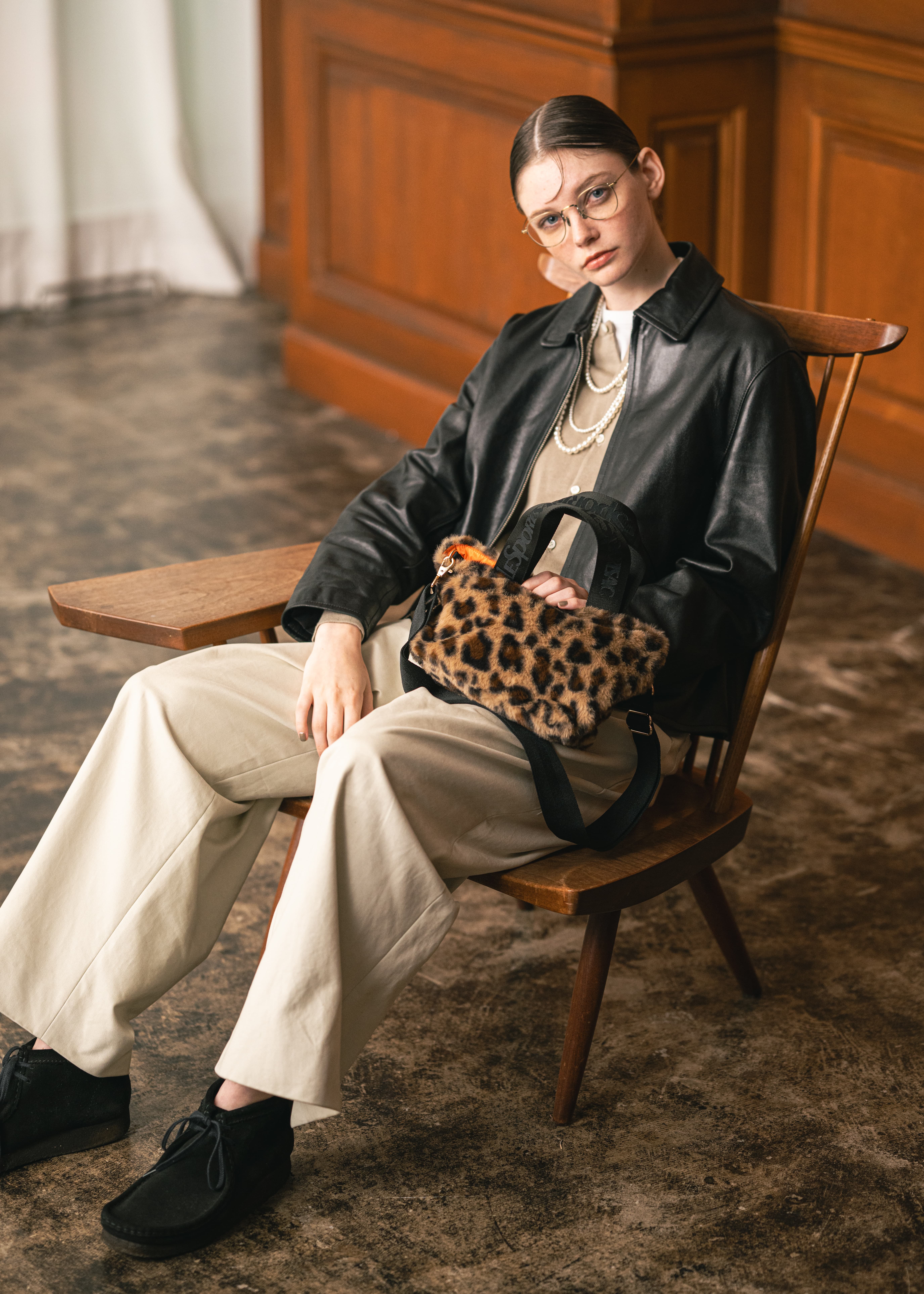 FUR E/W TOTE レオパードフラッフィーファー