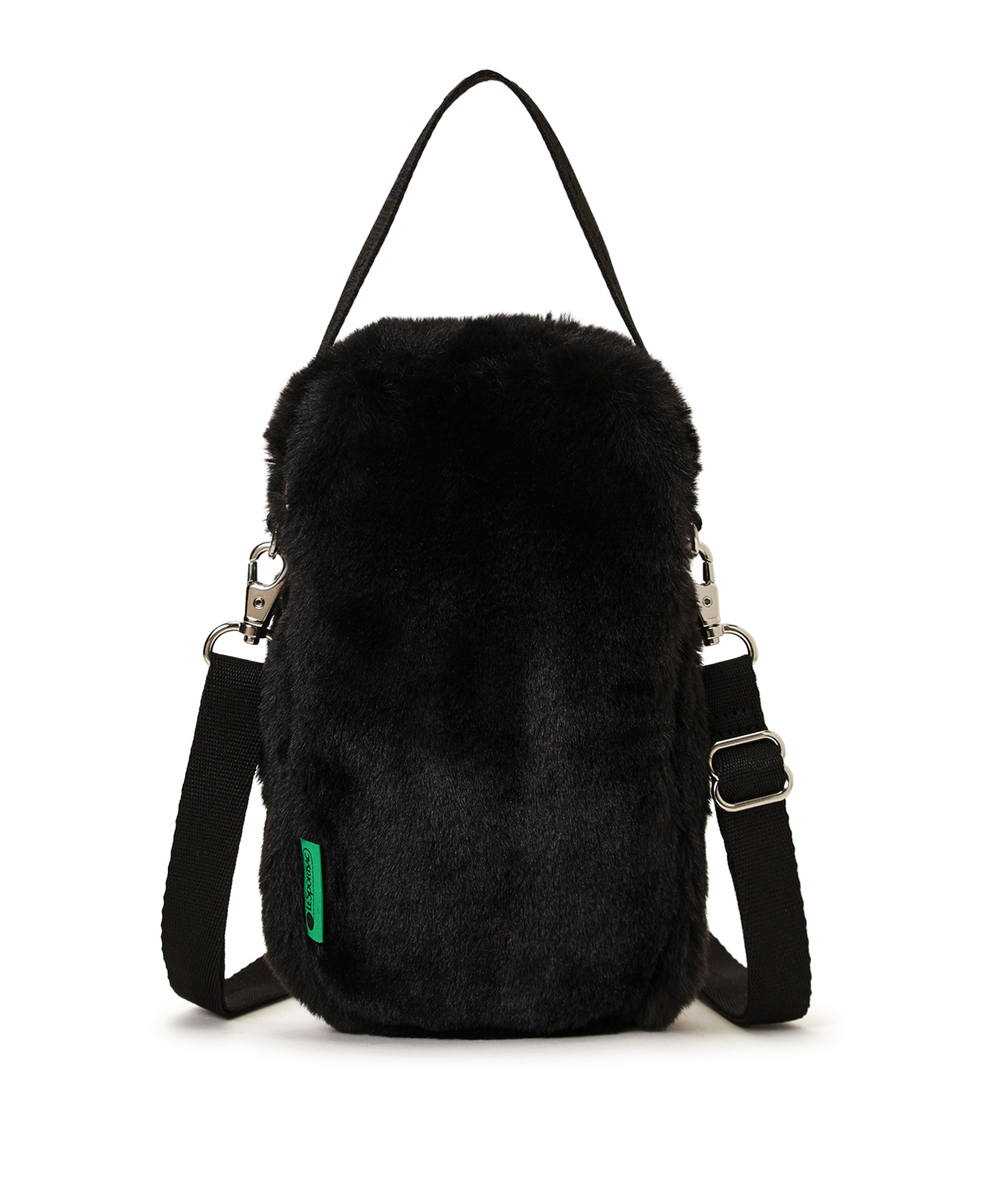 FUR MINI PHONE CROSSBODY ブラックフラッフィーファー