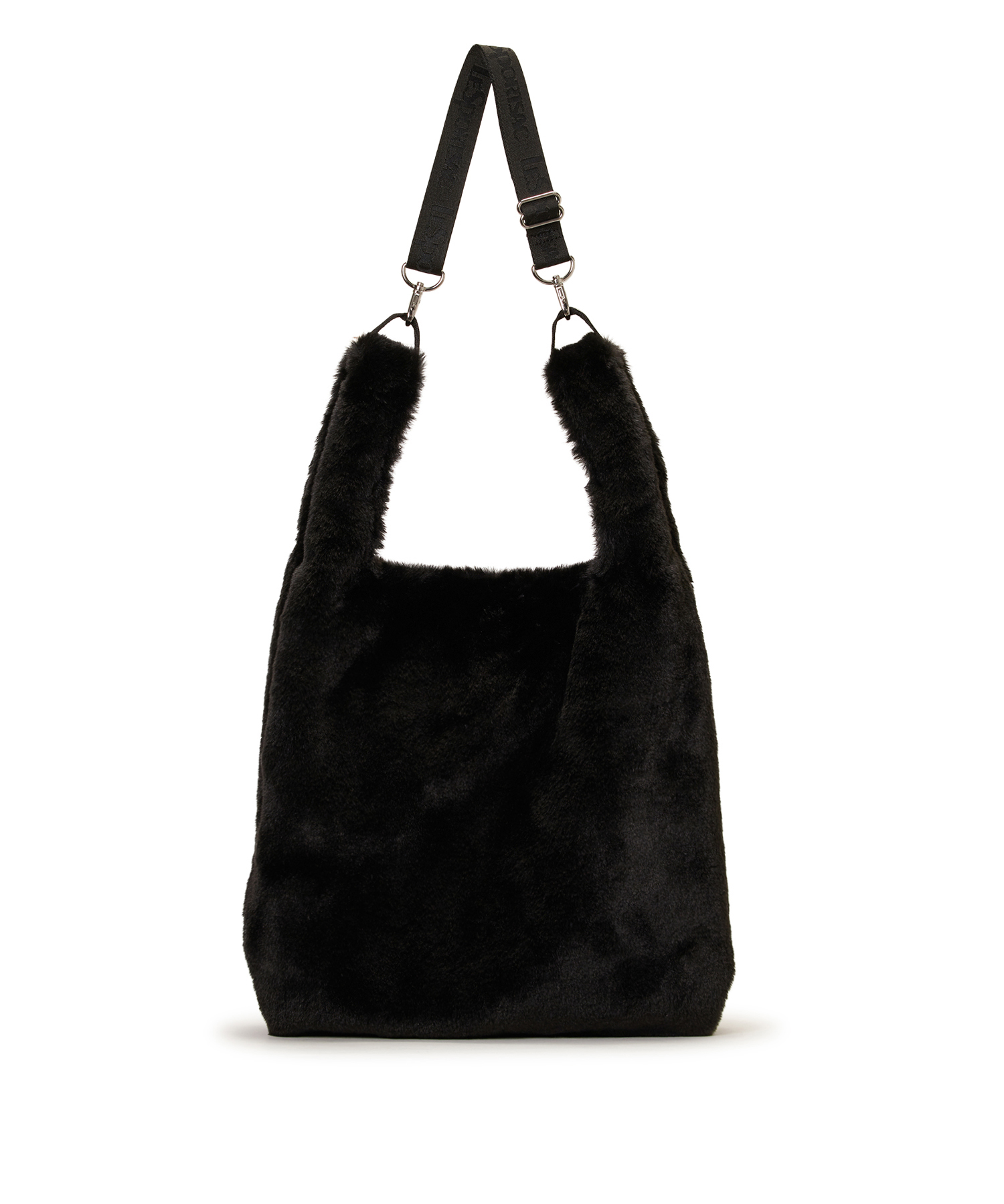 FUR SHOULDER TOTE ブラックフラッフィーファー