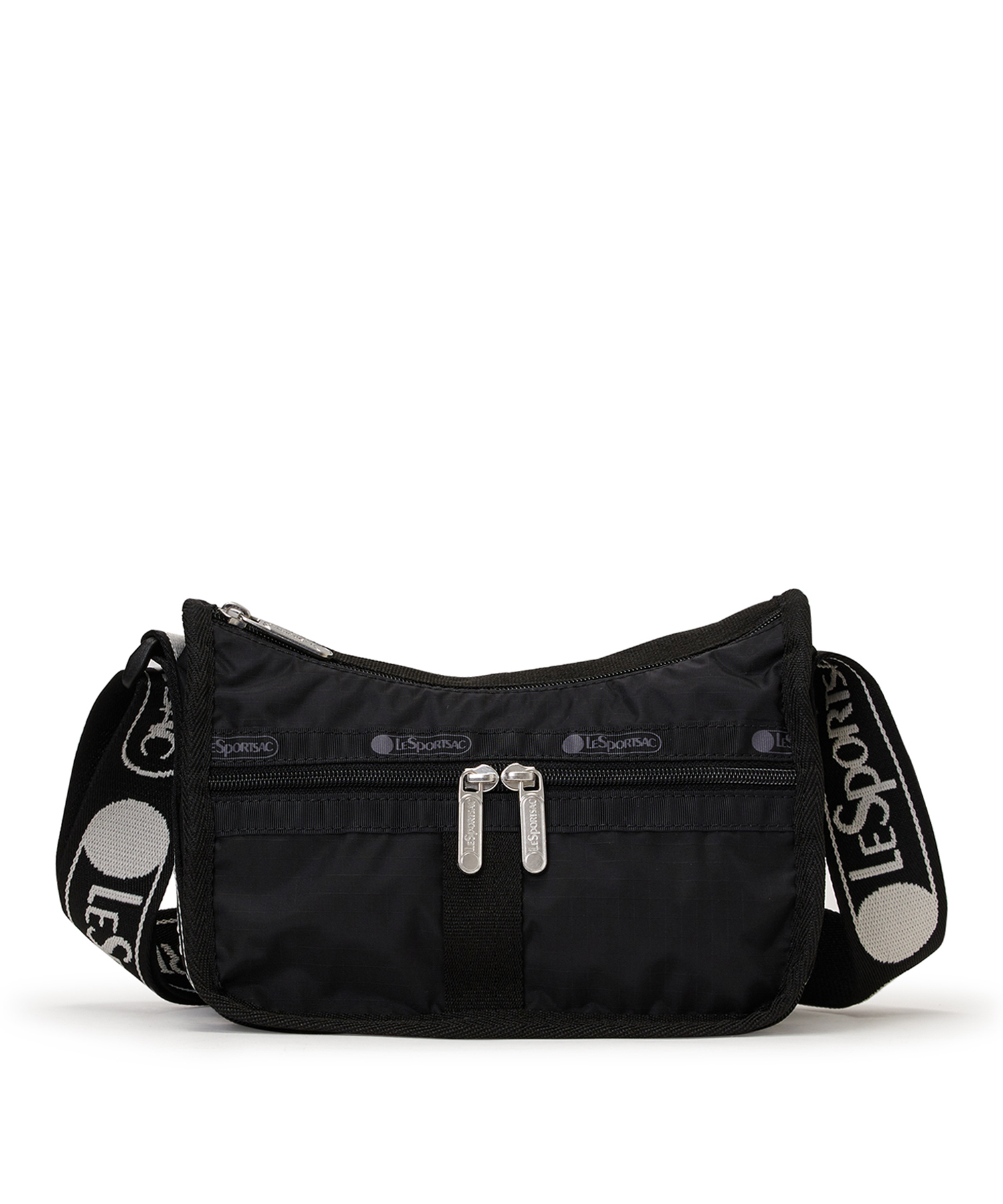 希少【レスポートサック】ビッグ ロゴ3Dメッシュ ボディバッグ ジャガード白×黒 SMALL EVERYDAY BAG ロゴジャカードブラック｜レスポートサック