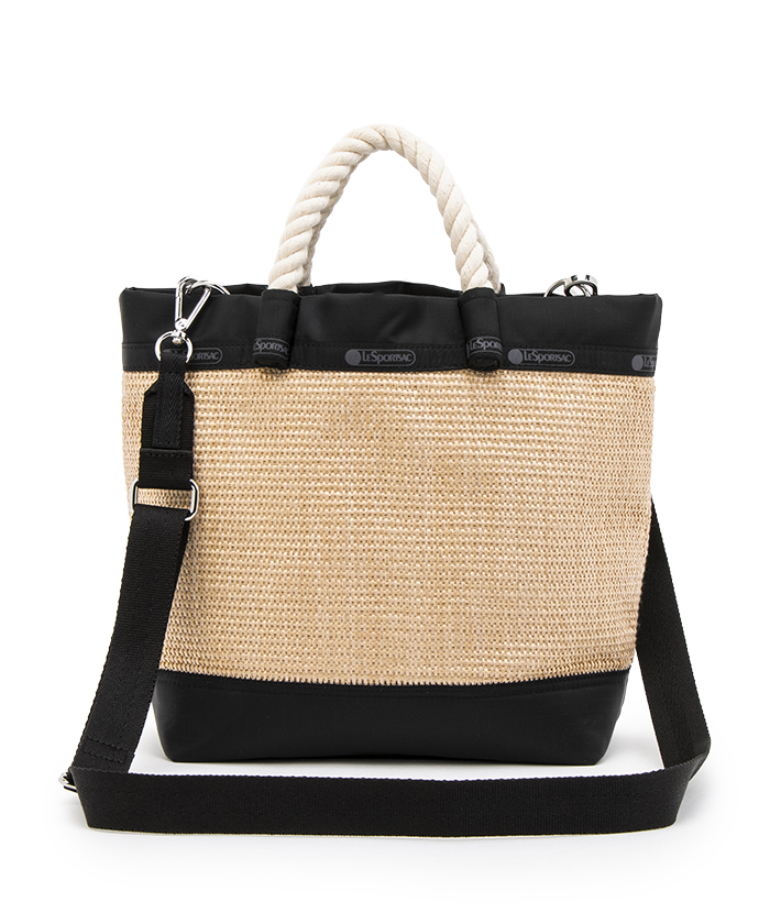 TOP HANDLE CROSSBODYブラックラフィア